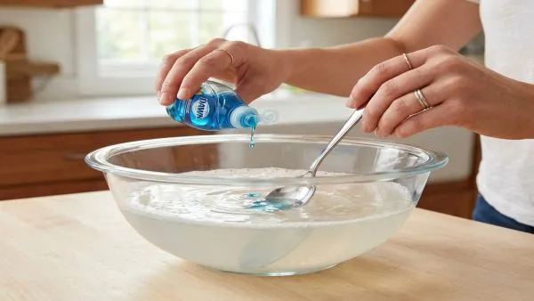 Mix solution warm water dish